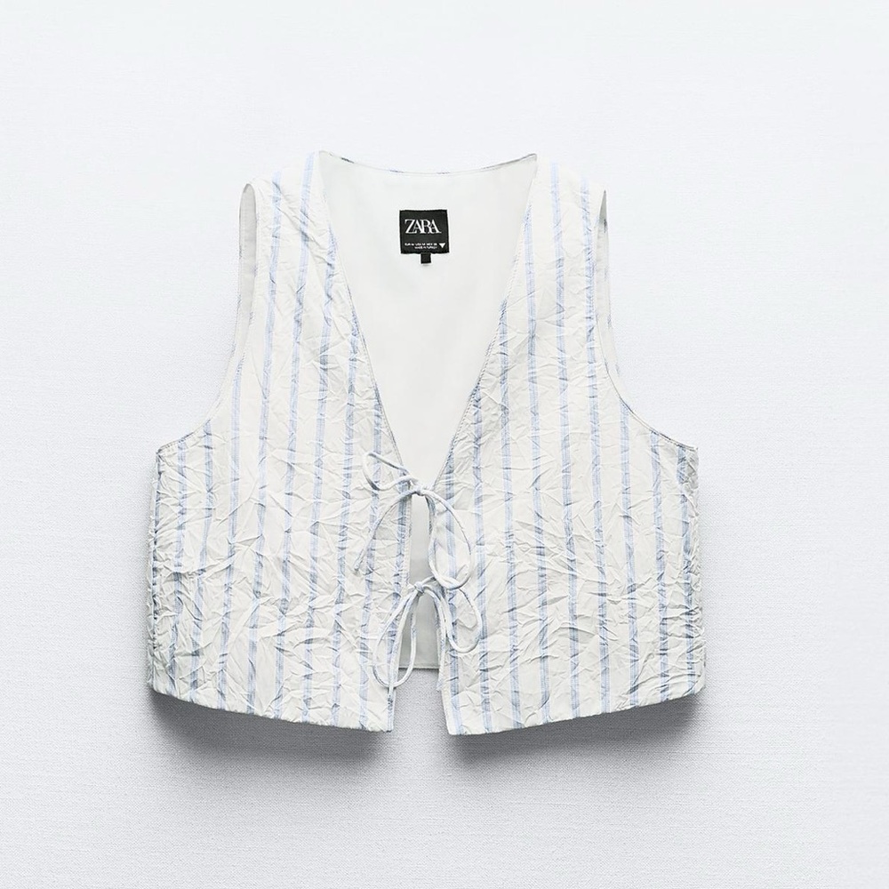 Brand new never worn Zara wrinkle effect striped vest